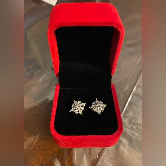 Diamond Cluster Stud Earrings (1/10
ct. t.w.) in Sterling Silver. - Picture 1 of 6